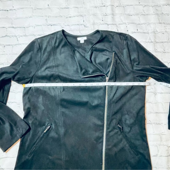 J. Jill Faux Suede Zip Up Soft Moto Jacket Black Women’s Size M - Picture 8 of 12